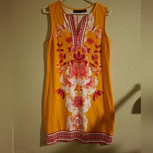 New York And Company Medium Floral Sleeveless Dress in Orange and Pink